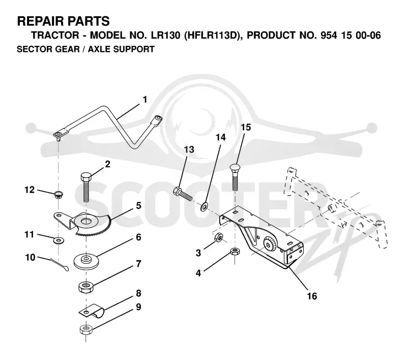 SECTOR GEAR / AXLE SUPPORT