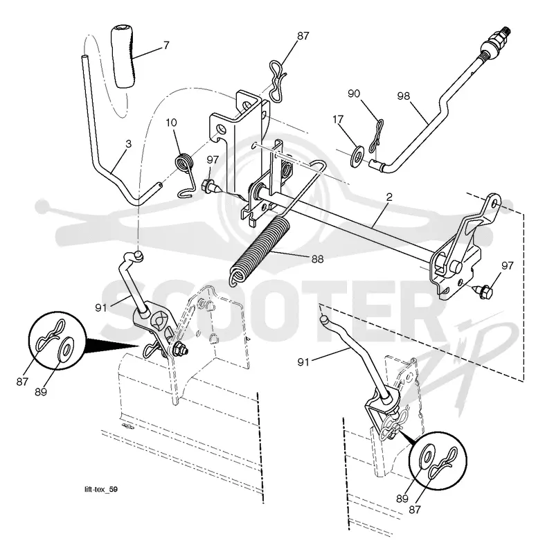 MOWER LIFT LEVER