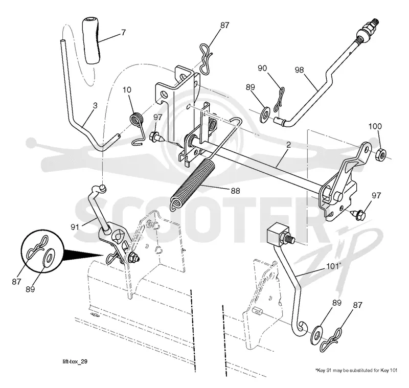 MOWER LIFT LEVER