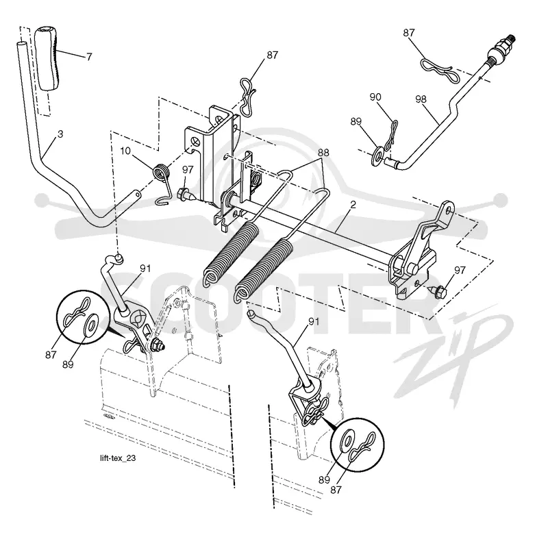 MOWER LIFT LEVER