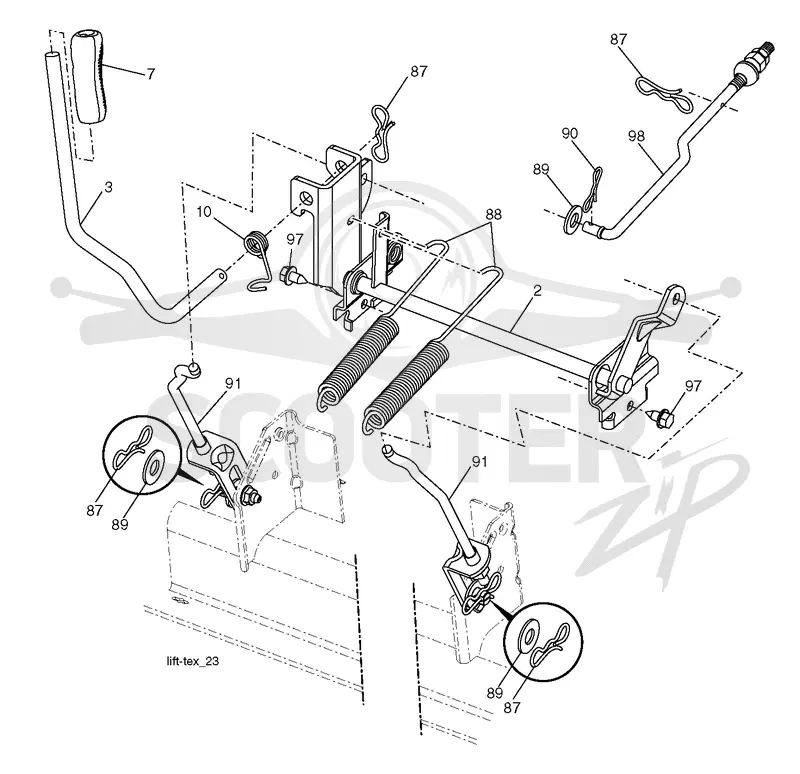 MOWER LIFT LEVER