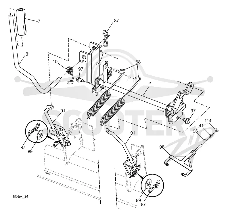 MOWER LIFT LEVER