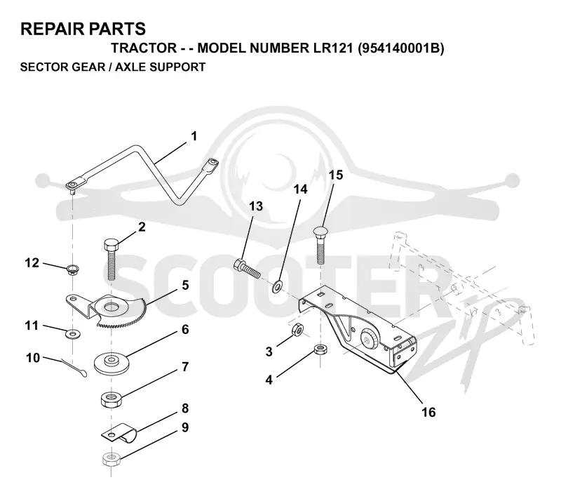 SECTOR GEAR / AXLE SUPPORT