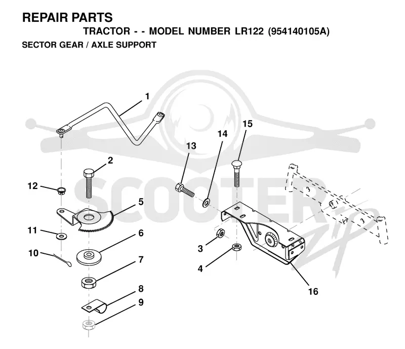 SECTOR GEAR / AXLE SUPPORT
