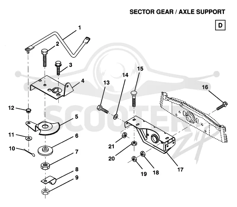 SECTOR GEAR / AXLE SUPPORT