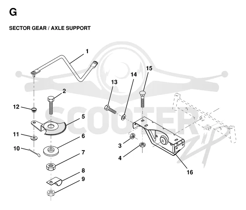 SECTOR GEAR / AXLE SUPPORT