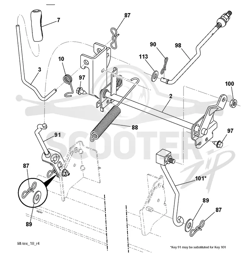 MOWER LIFT LEVER
