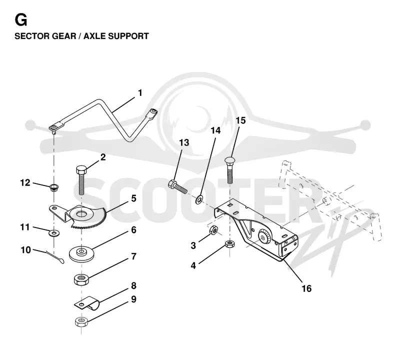 SECTOR GEAR / AXLE SUPPORT