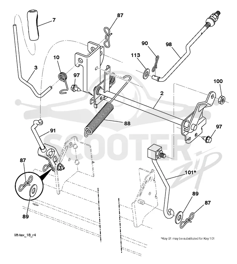 MOWER LIFT LEVER