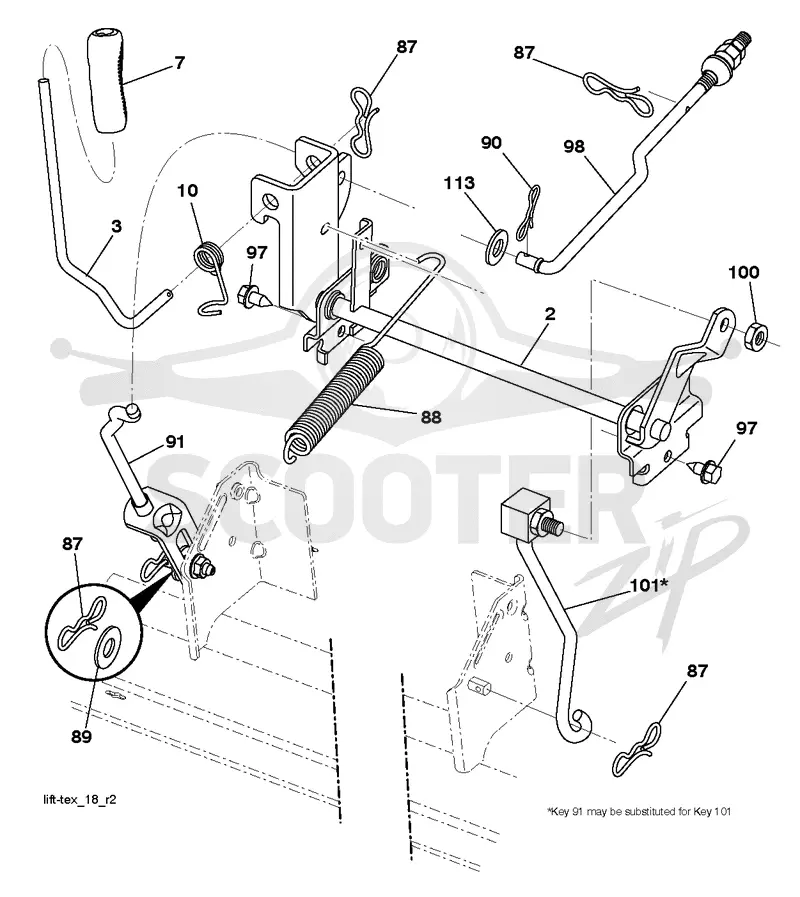 MOWER LIFT LEVER