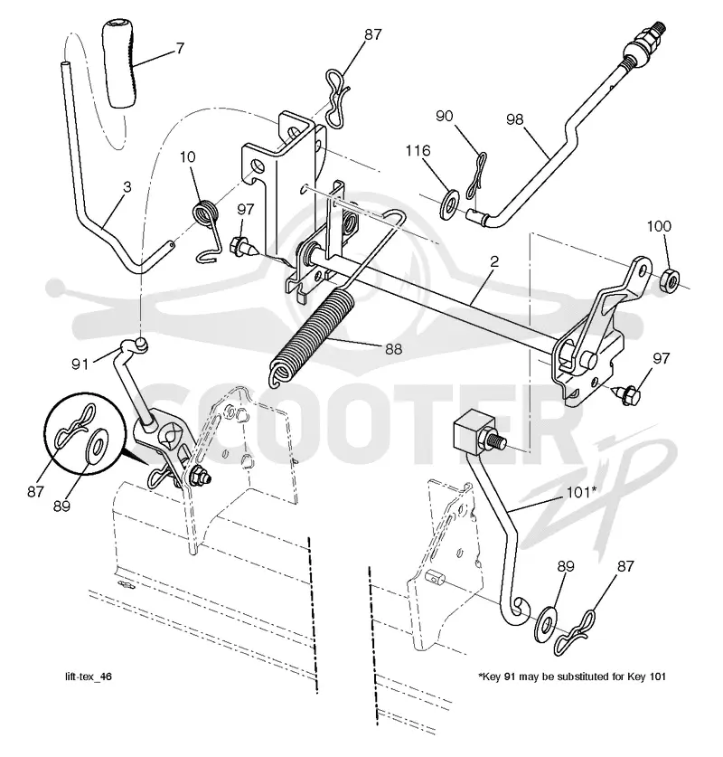 MOWER LIFT LEVER