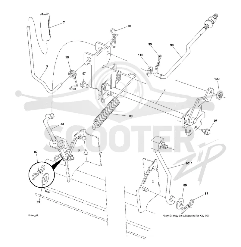 MOWER LIFT LEVER