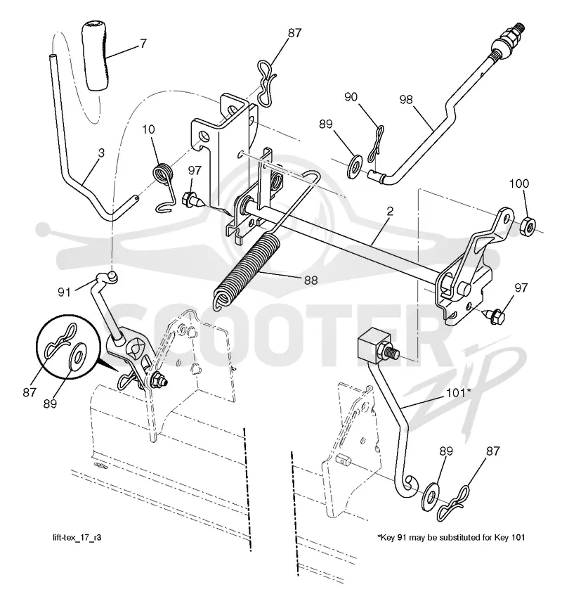 MOWER LIFT LEVER
