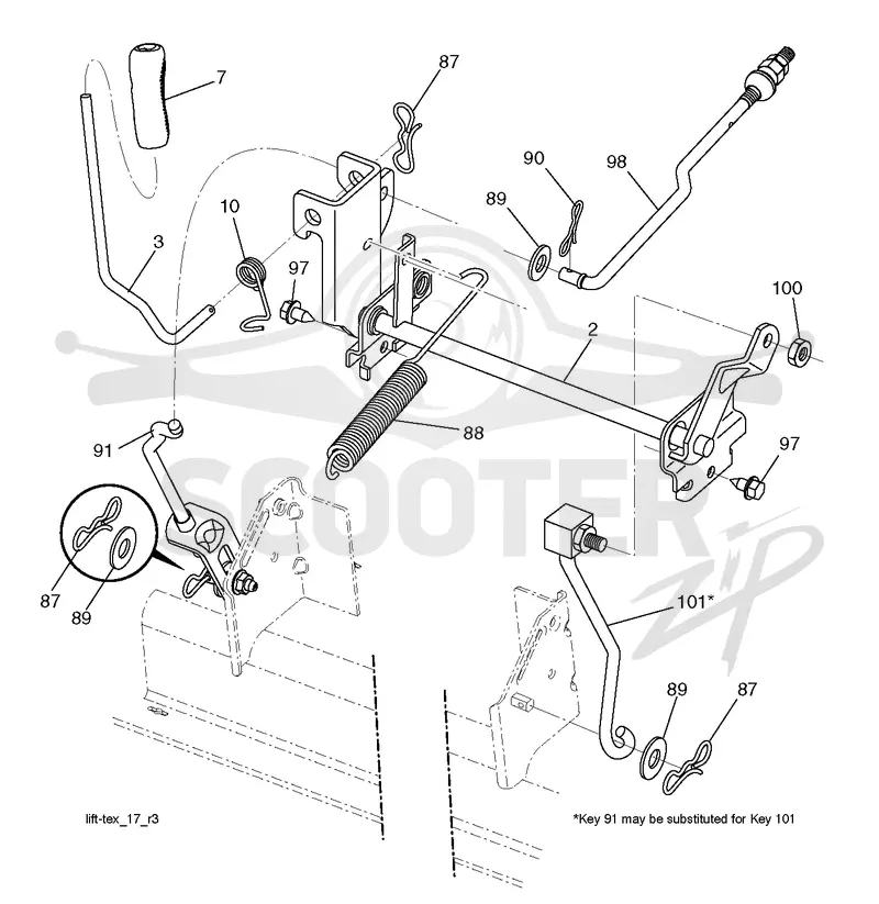 MOWER LIFT LEVER