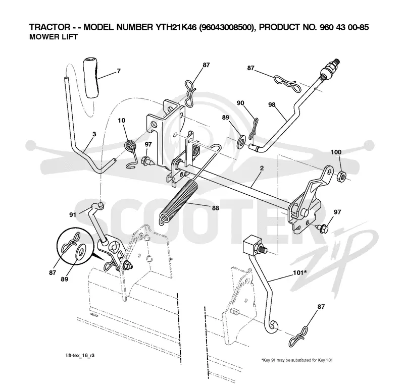 MOWER LIFT LEVER