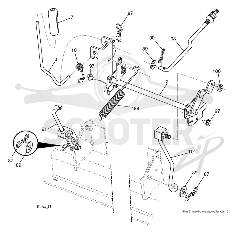 MOWER LIFT LEVER