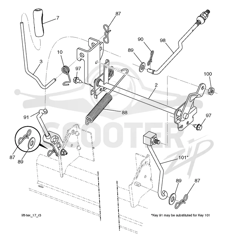 MOWER LIFT LEVER