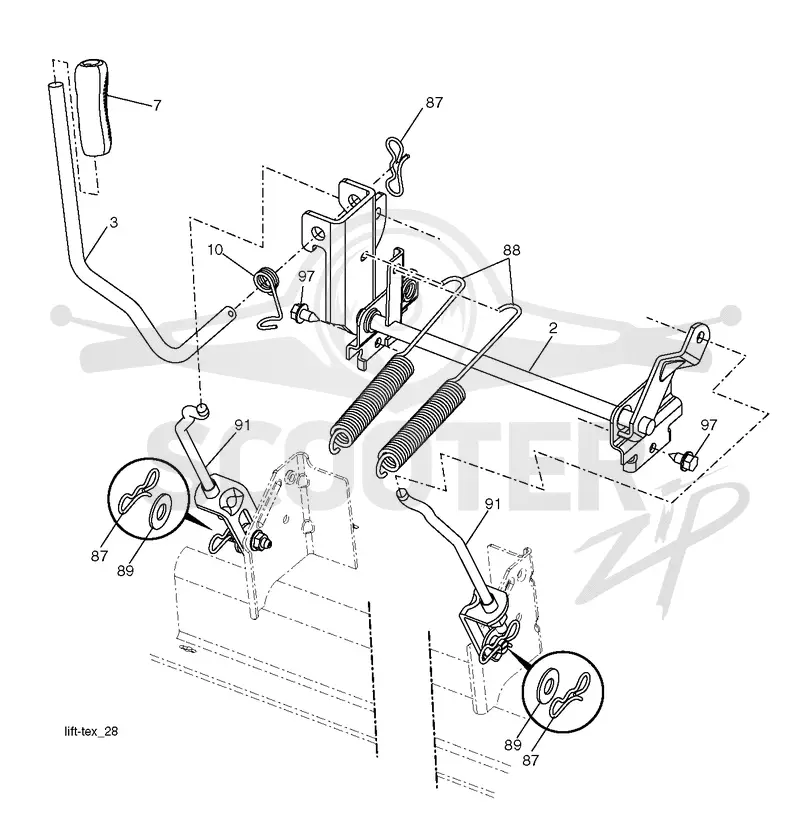MOWER LIFT LEVER