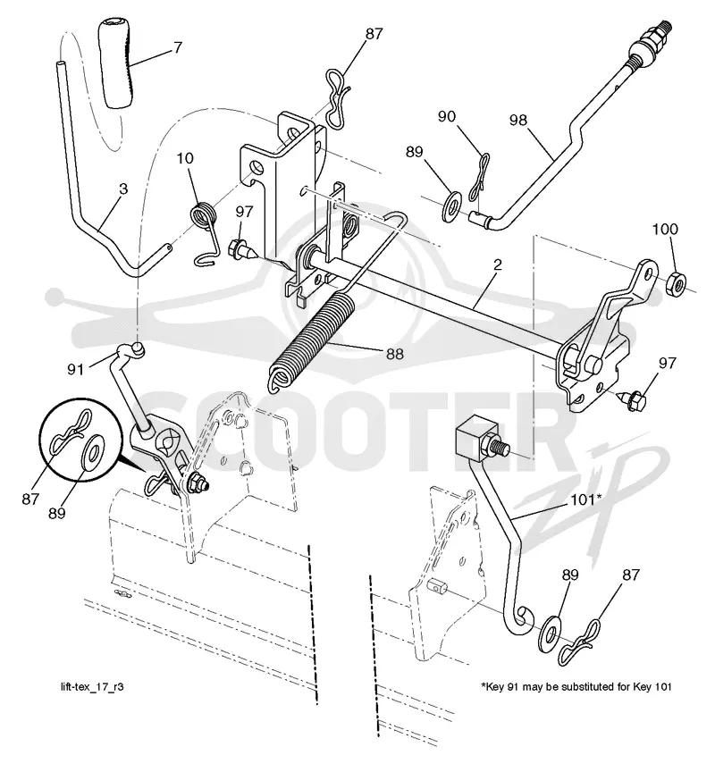 MOWER LIFT LEVER