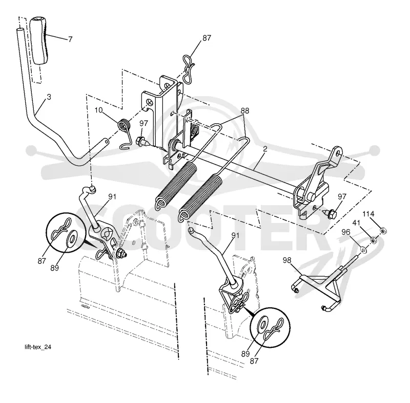 MOWER LIFT LEVER