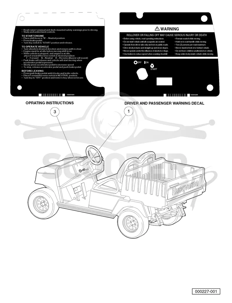 SAFETY DECALS - GASOLINE VEHICLES, CONTINUED