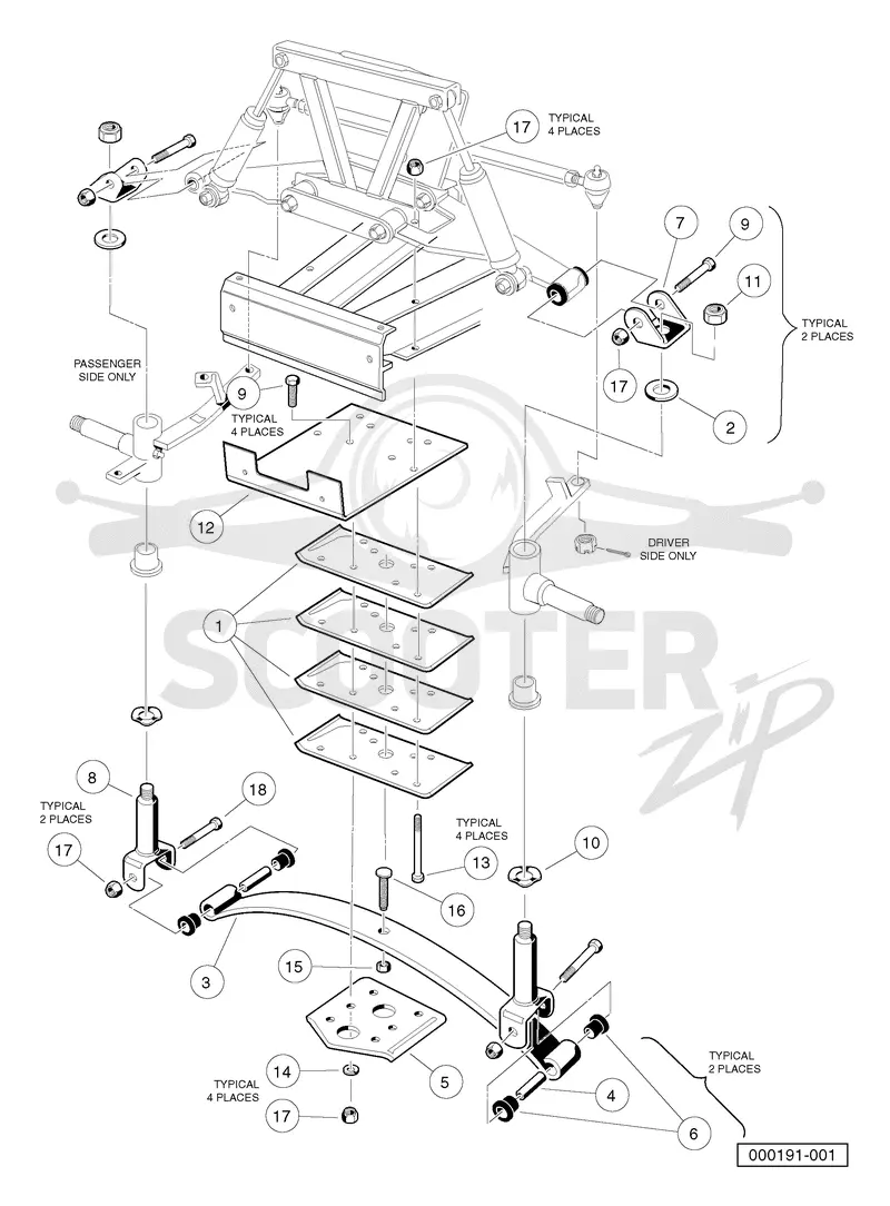 FRONT SUSPENSION, LOWER - VEHICLES WITH TWO-WHEEL BRAKES