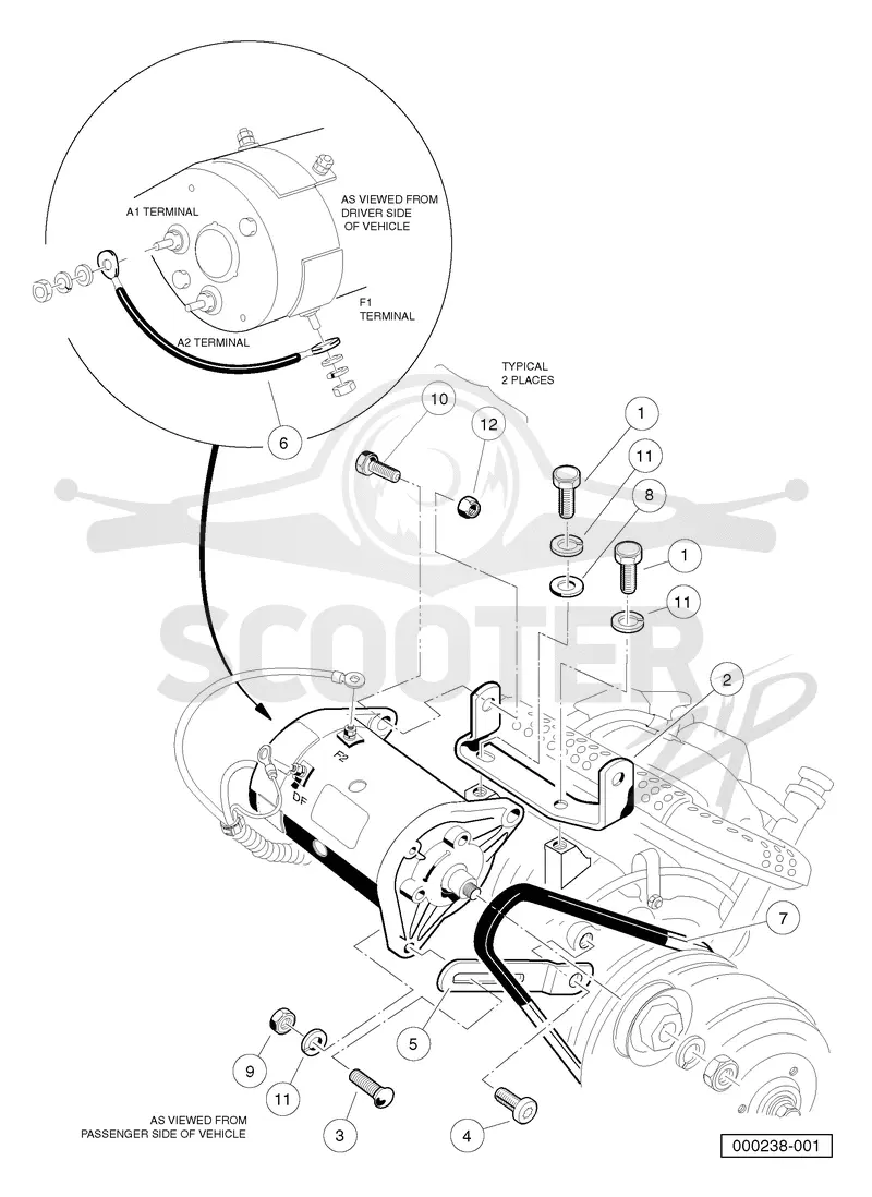 FE290 STARTER/GENERATOR MOUNTING - GASOLINE VEHICLE