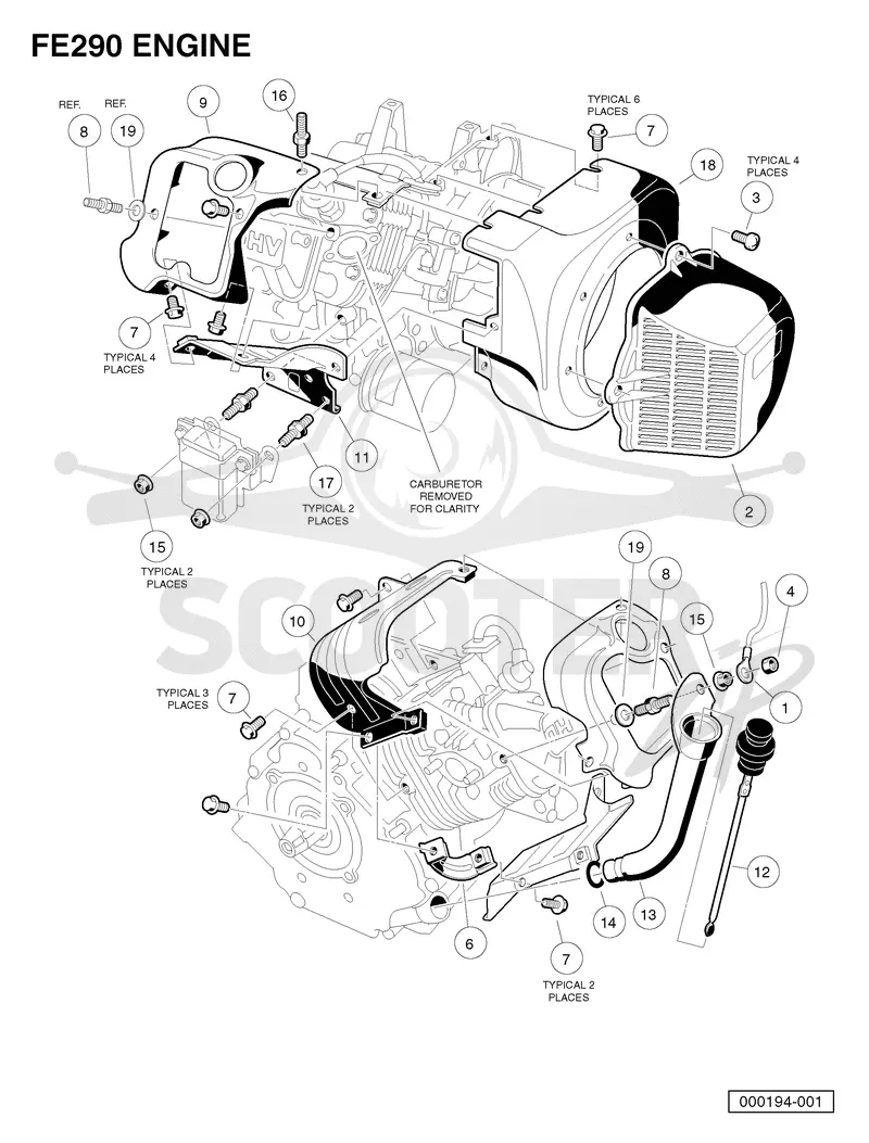 FE290 ENGINE - SHROUDS AND BRACKETS