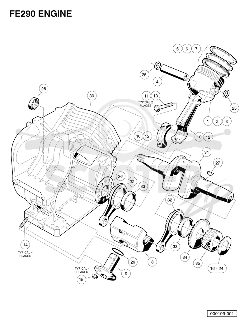 FE290 ENGINE - CRANKCASE AND CRANKSHAFT
