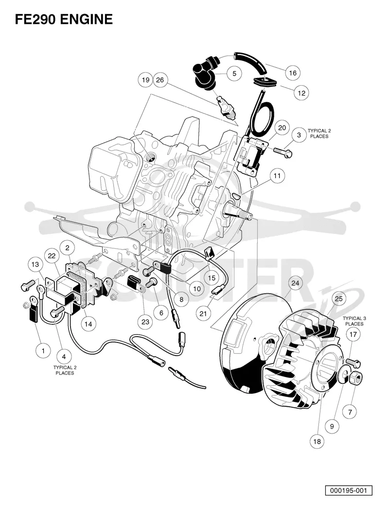 FE290 ENGINE - IGNITION COMPONENTS AND FLYWHEEL