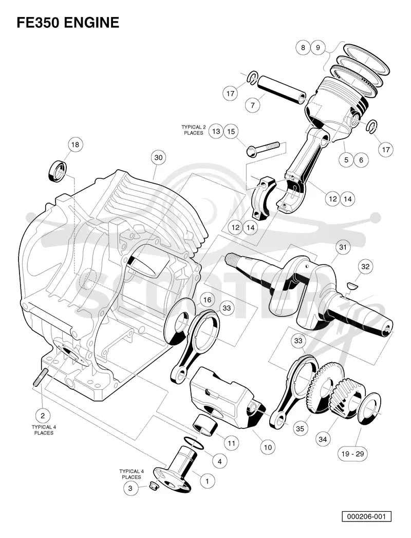 FE350 ENGINE - CRANKCASE AND CRANKSHAFT