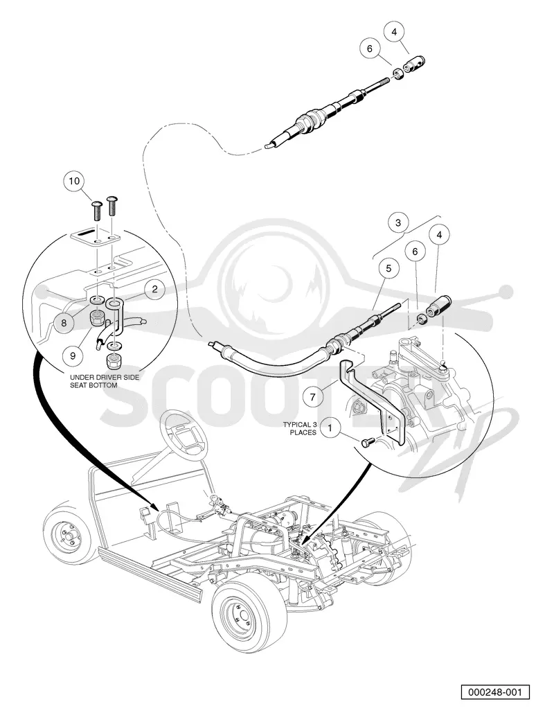 FORWARD/REVERSE SHIFTER CABLE - GASOLINE VEHICLES