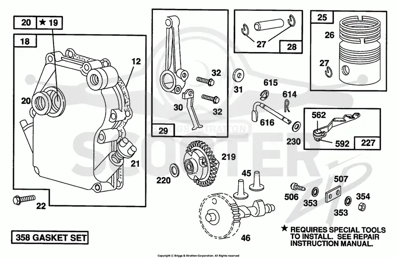 Crankcase Cover, Piston, Cam