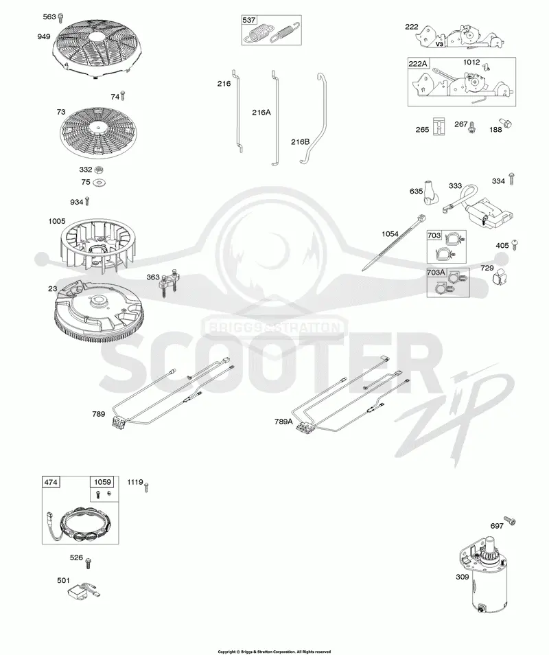 Flywheel, Controls, Wire Harness, Starter, Alternator
