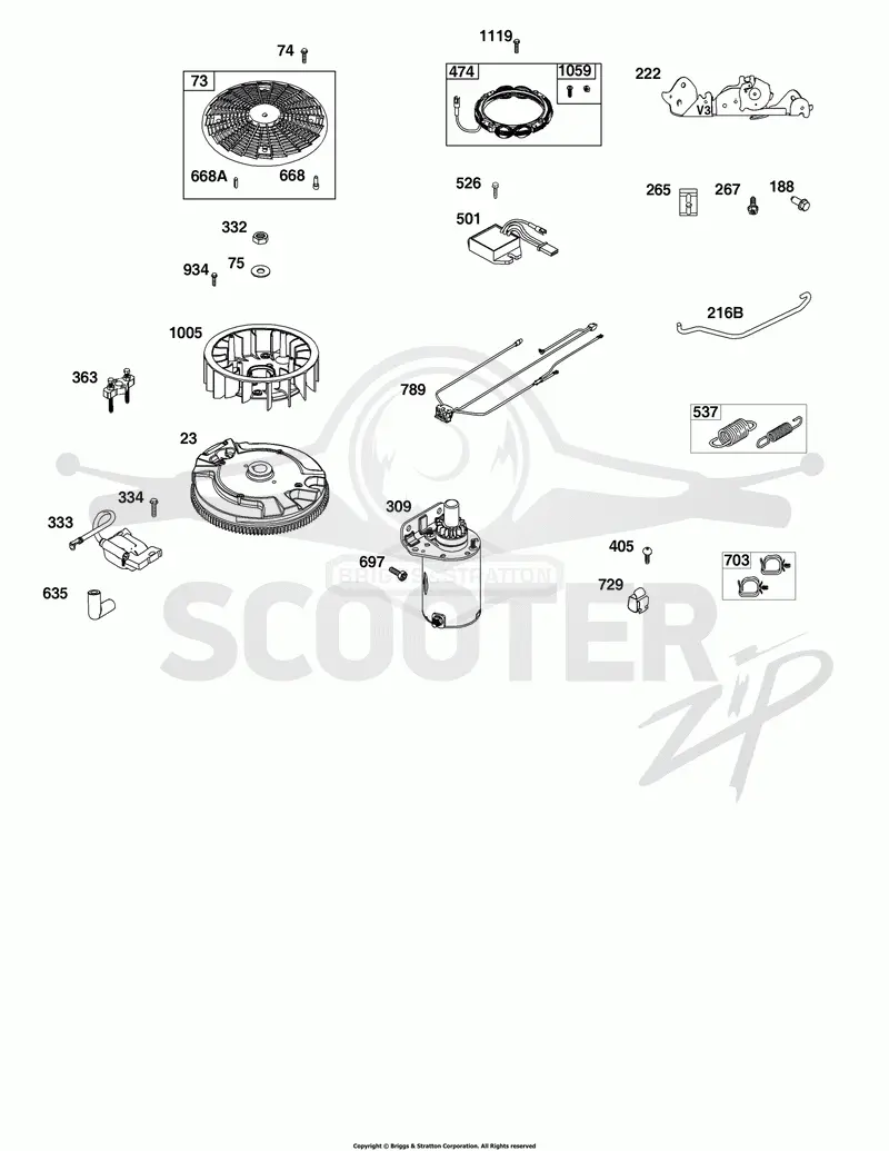 Flywheel, Controls, Wire Harness, Starter, Alternator