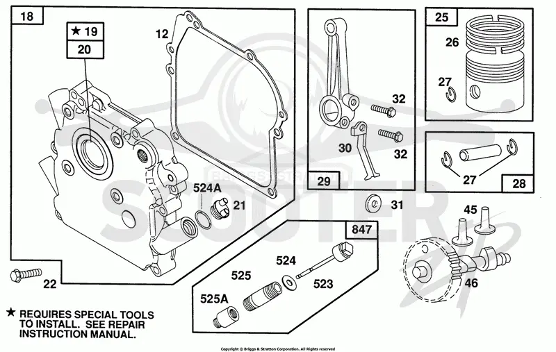 Crankcase Cover, Piston Grp.