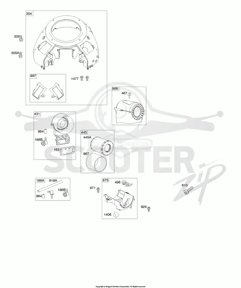 Blower Housing, Air Cleaner, Rewind Assembly
