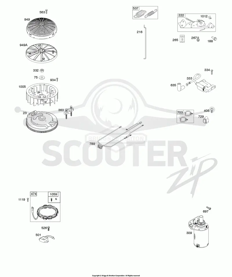 Flywheel, Alternator, Wire Harness