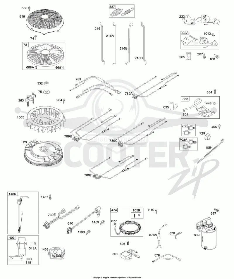 Flywheel, Controls, Wire Harness, Alternator, Starter