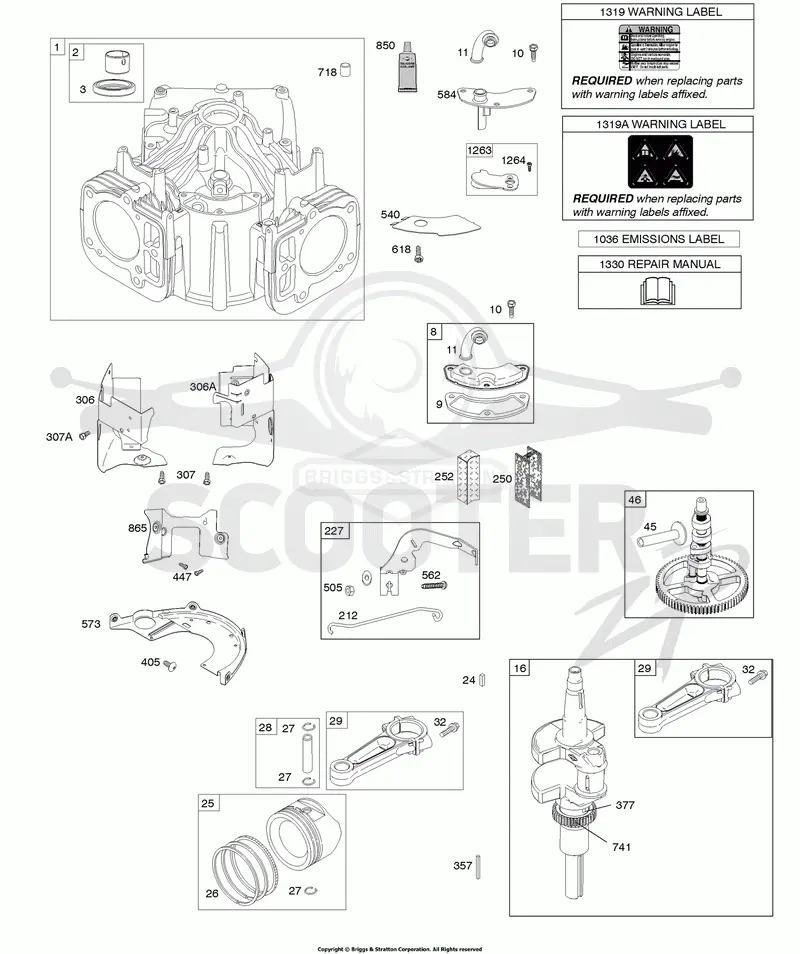 Cylinder, Crankshaft, Camshaft, Air Guides