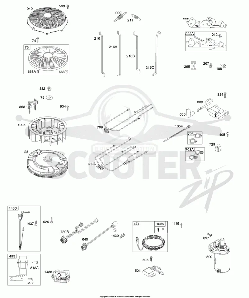 Flywheel, Controls, Wire Harness, Alternator, Starter