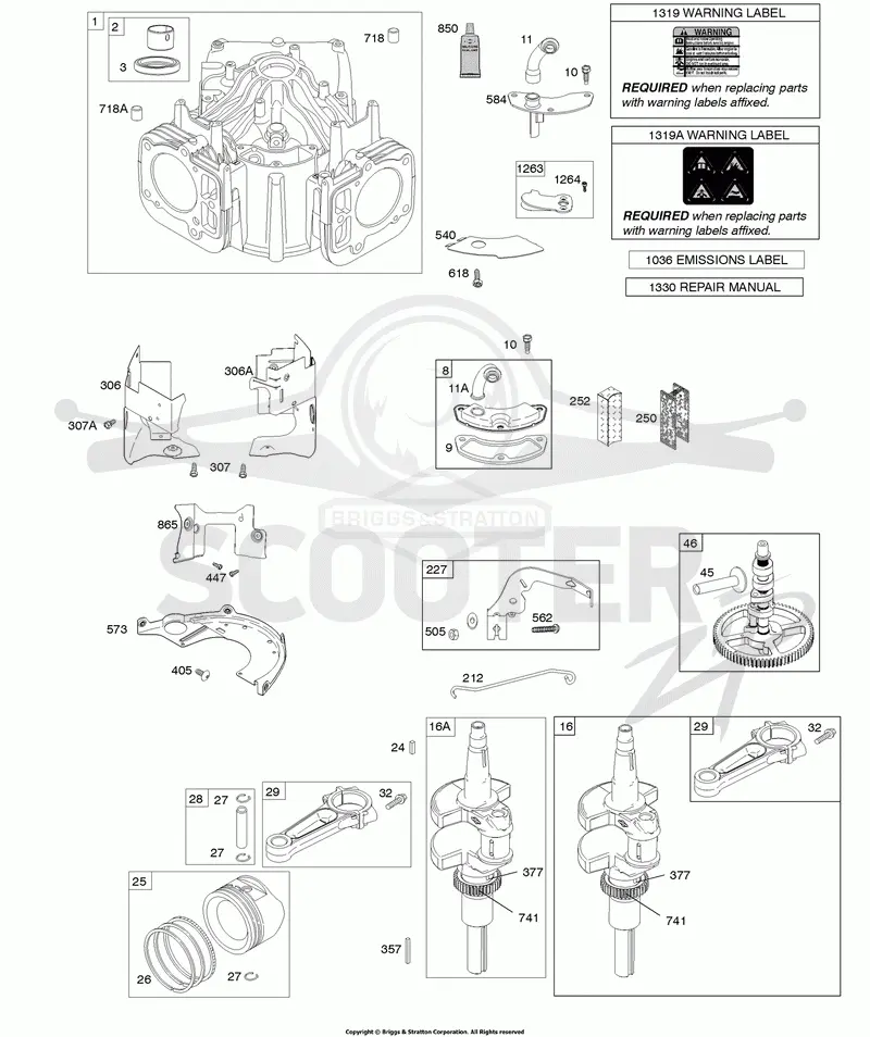Cylinder, Crankshaft, Camshaft, Air Guides