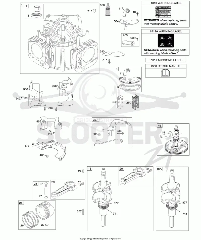 Cylinder, Crankshaft, Camshaft, Air Guides