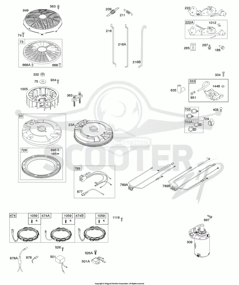 Flywheel, Controls, Wire Harness, Alternator, Starter