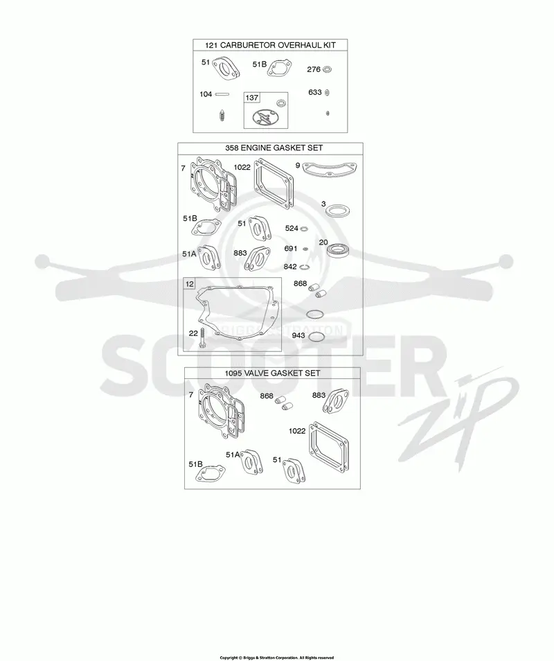 Engine/Valve Gasket Set, Carburetor Overhaul Kit