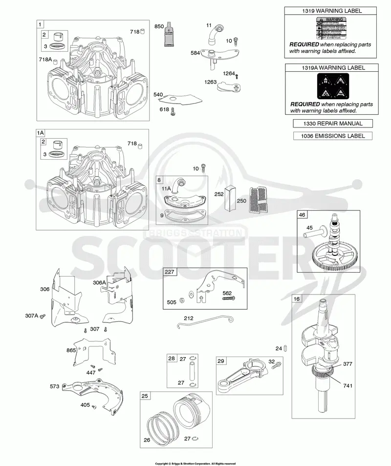 Cylinder, Crankshaft, Camshaft, Air Guides