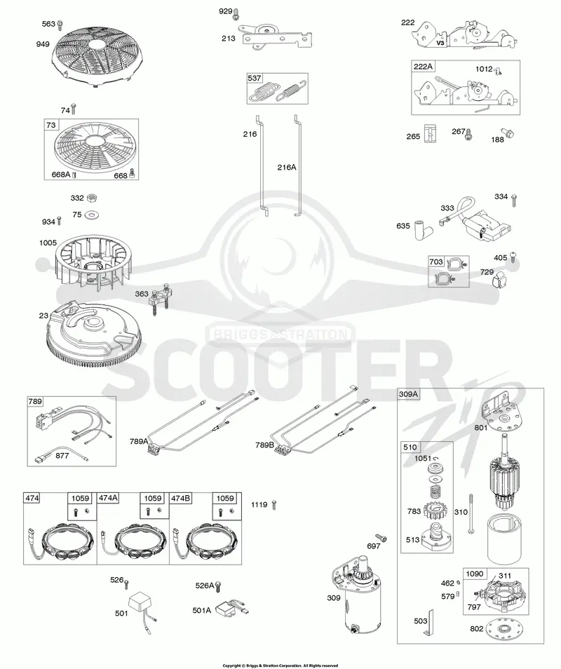 Flywheel, Controls, Wire Harness, Alternator, Starter