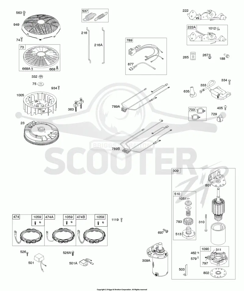 Flywheel, Controls, Wire Harness, Alternator, Starter