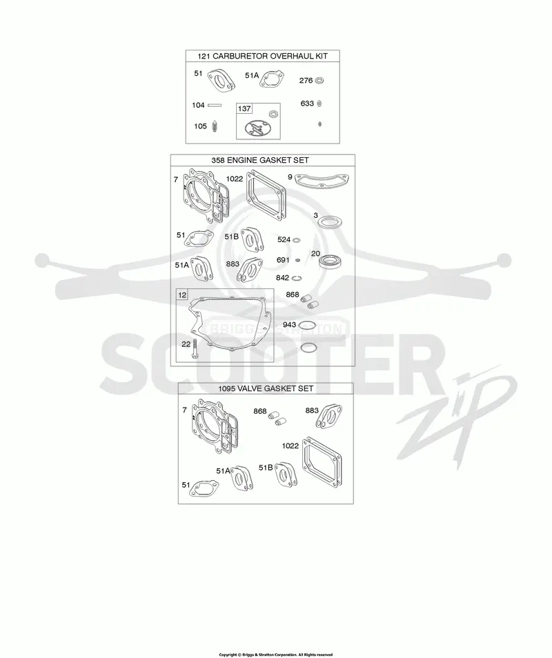 Engine/Valve Gasket Set, Carburetor Overhaul Kit
