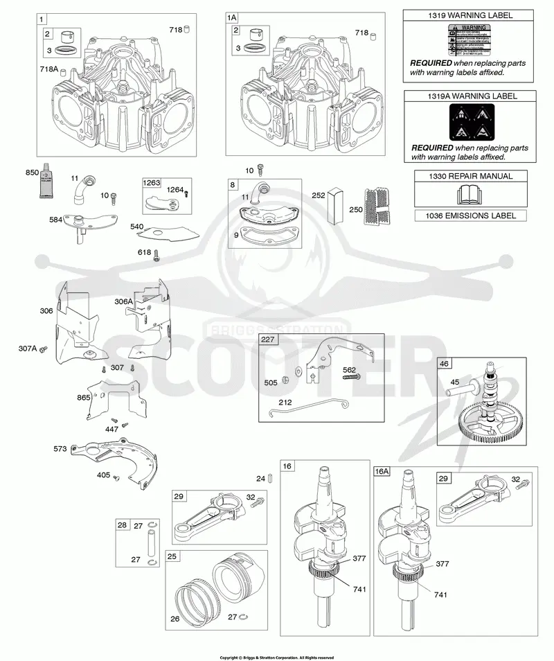 Cylinder, Crankshaft, Camshaft, Air Guides